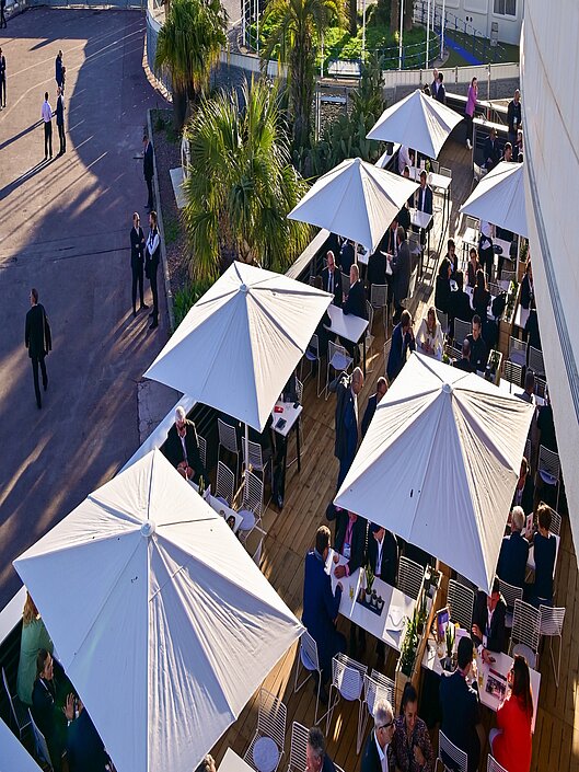 Terrasse des Gemeinschaftsstandes MIPIM 2024